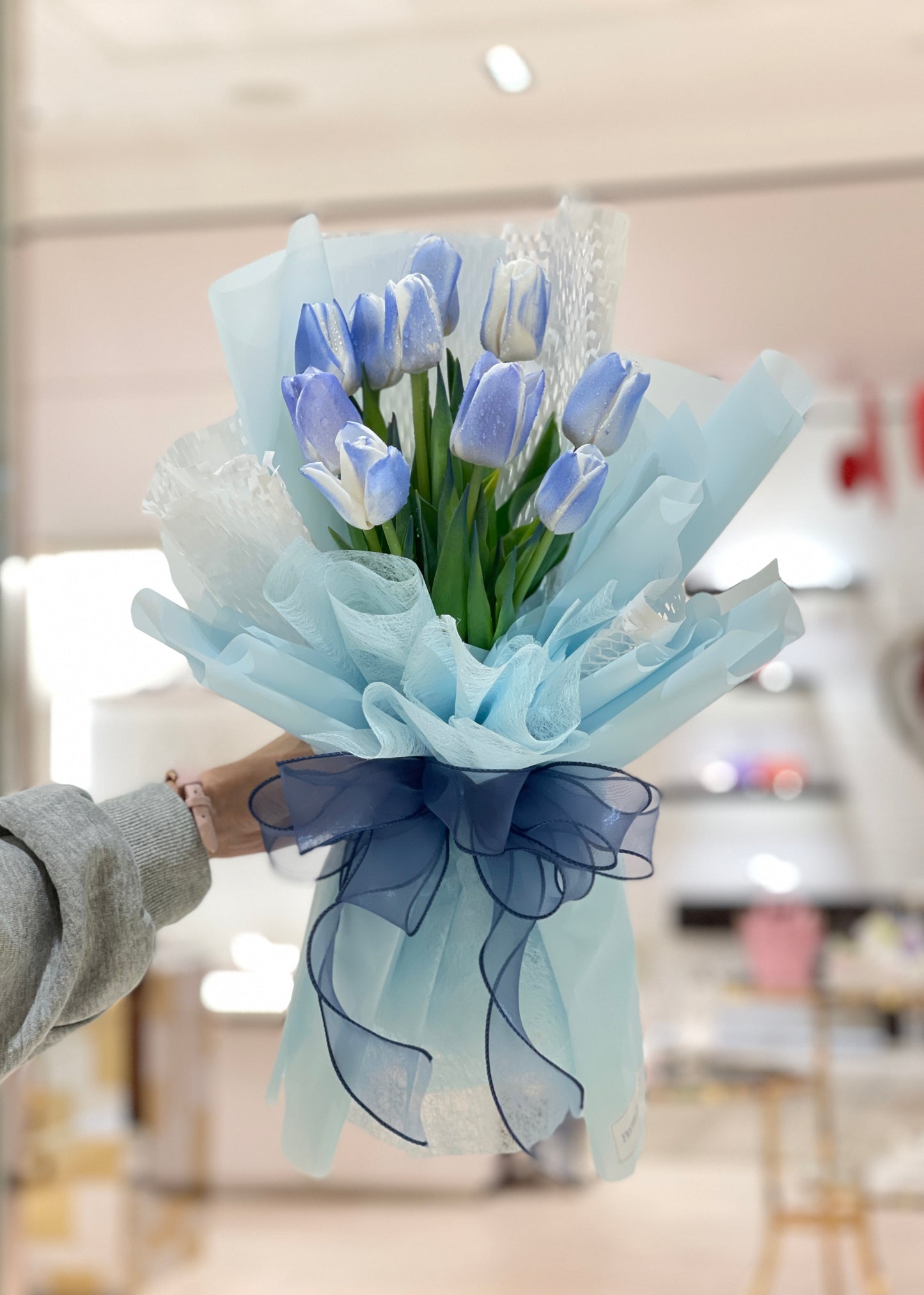 Isla Blue Tulips | Hand Bouquet