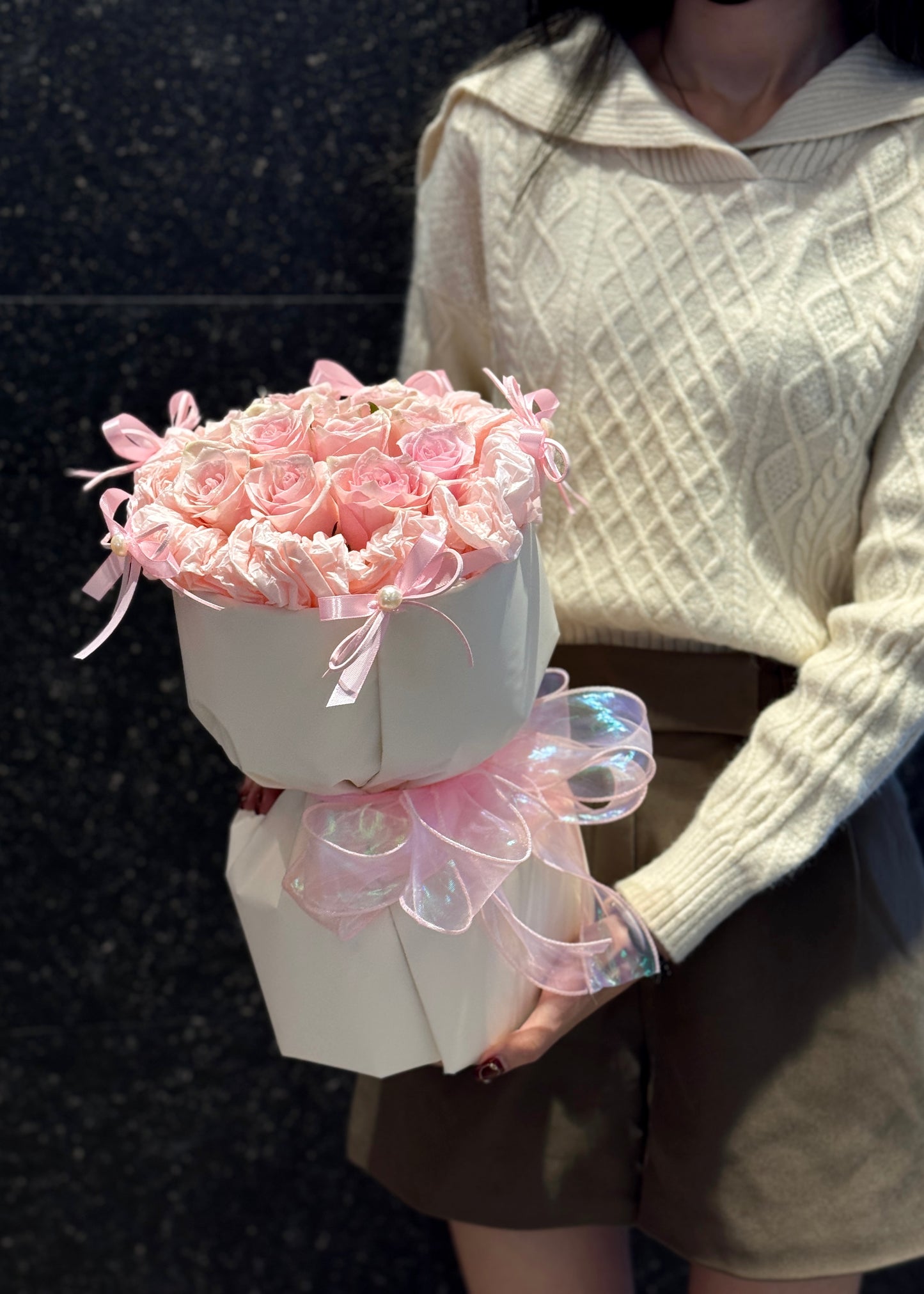 Ballet Style Sweet Pink Roses | Hand Bouquet