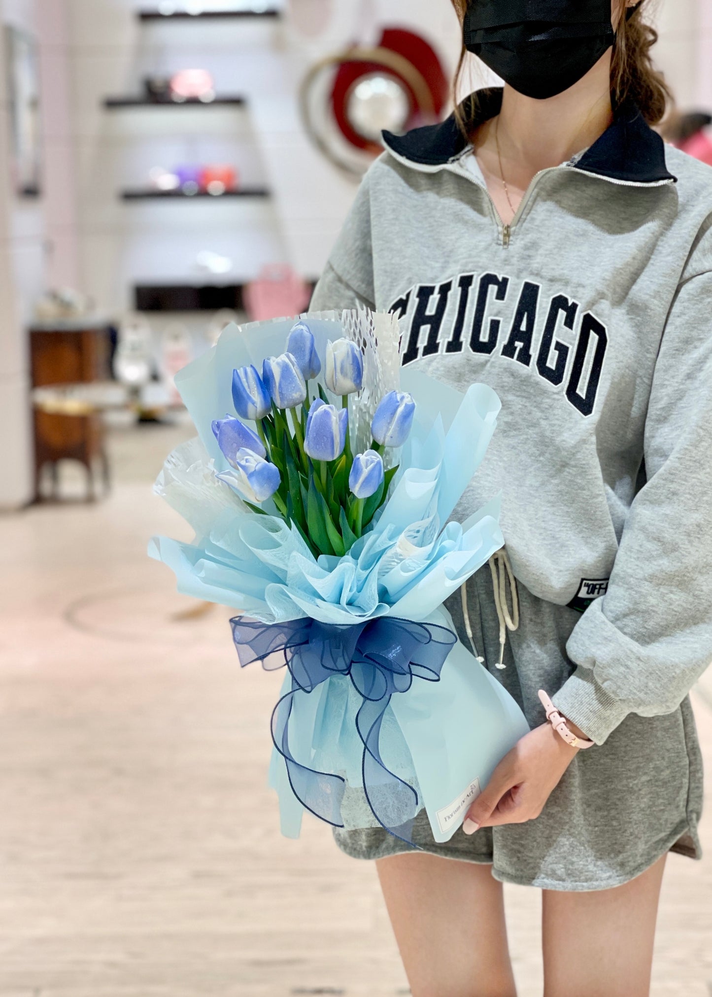 Isla Blue Tulips | Hand Bouquet