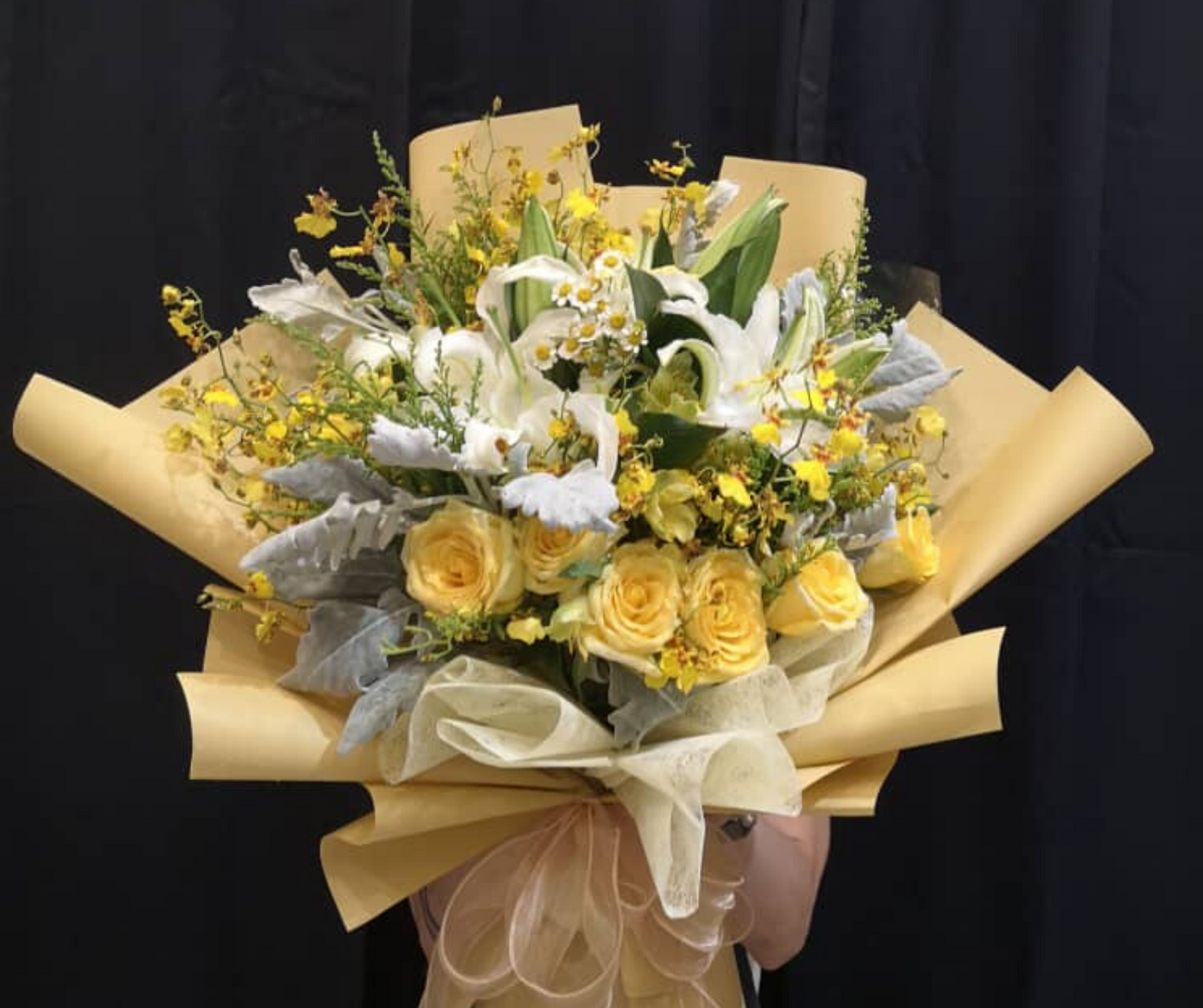 White Lily & Yellow Roses | Premium Flower Bouquet