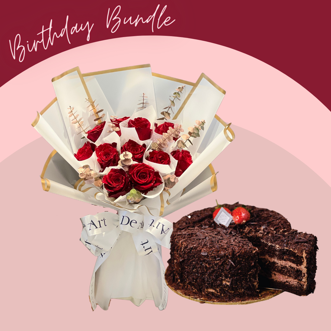 Signature Red Elegance and Cake Bundle