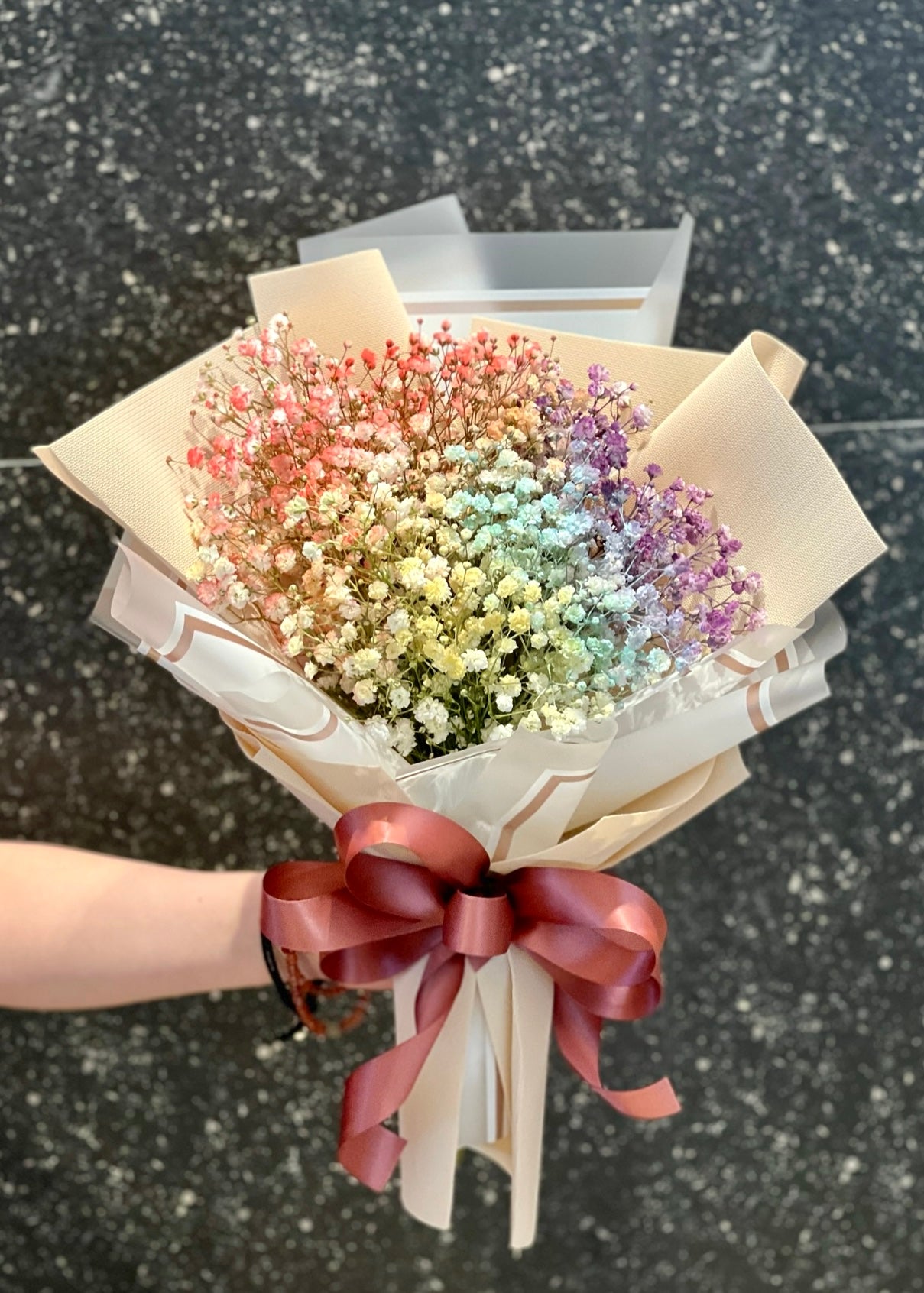 Supercalifragilistic Rainbow Baby’s Breath | Hand Bouquet