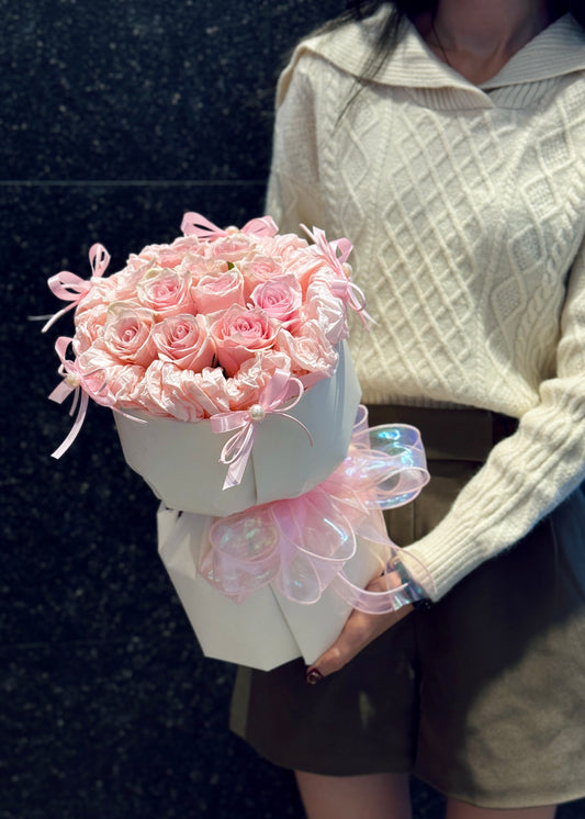Ballet Style Sweet Pink Roses | Hand Bouquet