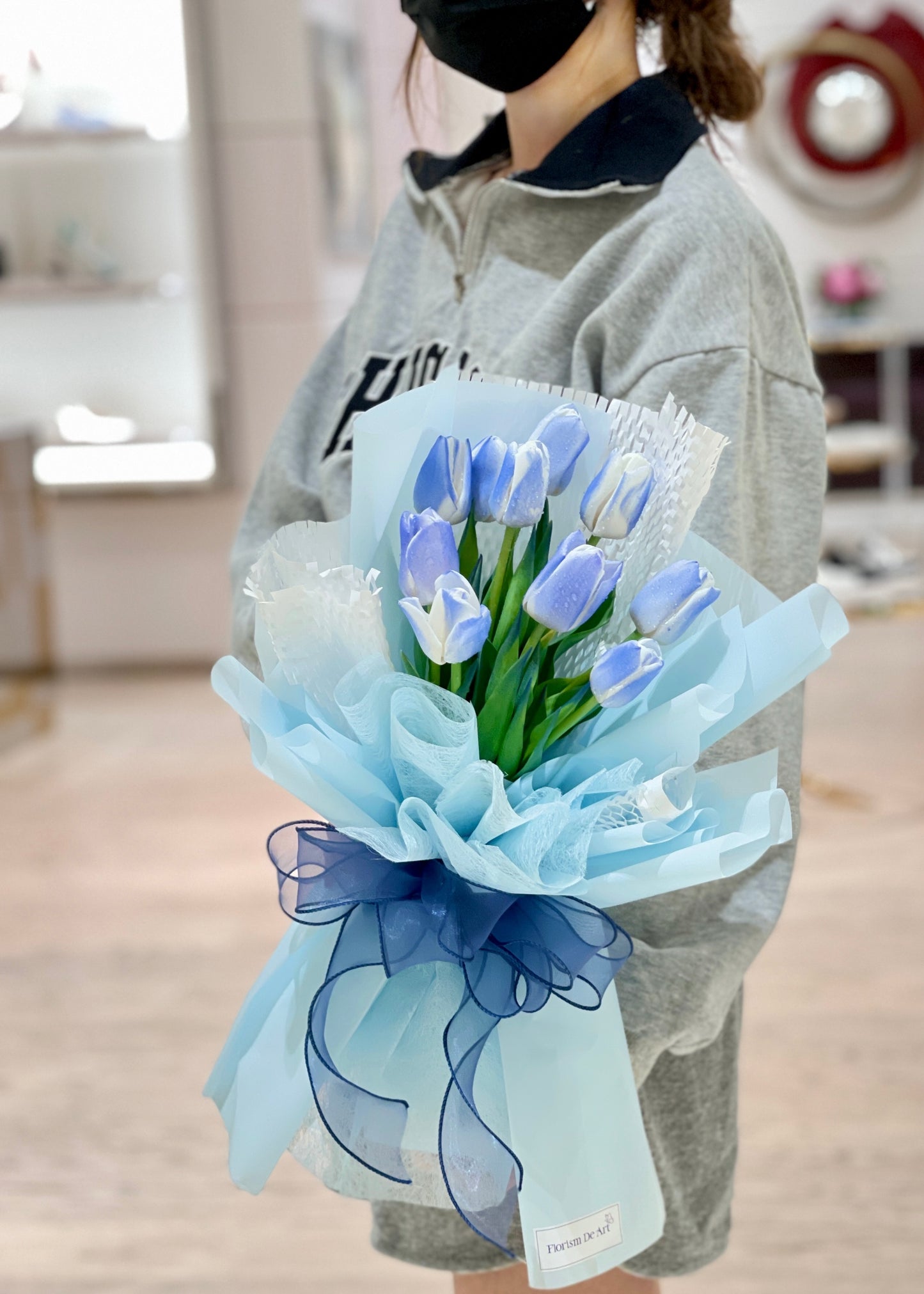 Isla Blue Tulips | Hand Bouquet