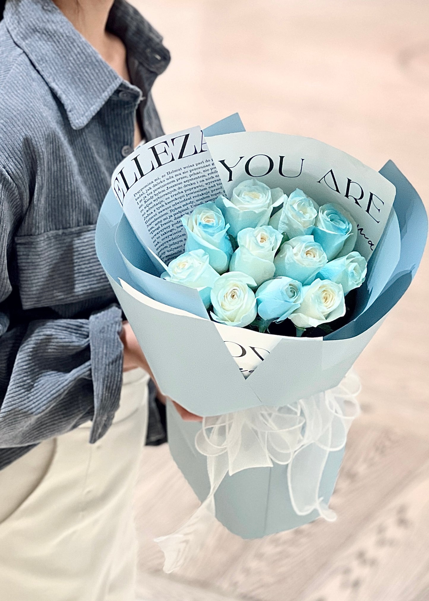 Azure Blue Roses | Hand Bouquet