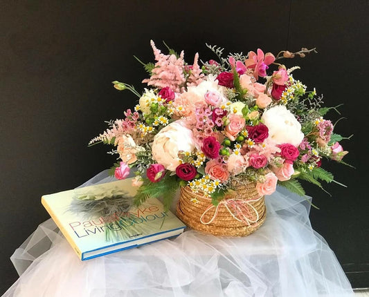 Peony & Chamomile Flower Basket| Flower Basket