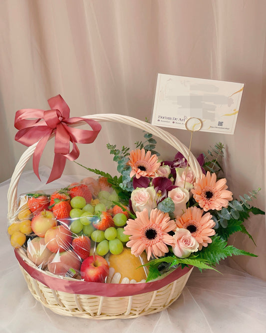 Pastel Bloom & Fruit Basket | Fruit Basket