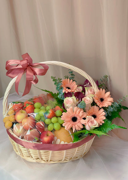 Pastel Bloom & Fruit Basket | Fruit Basket