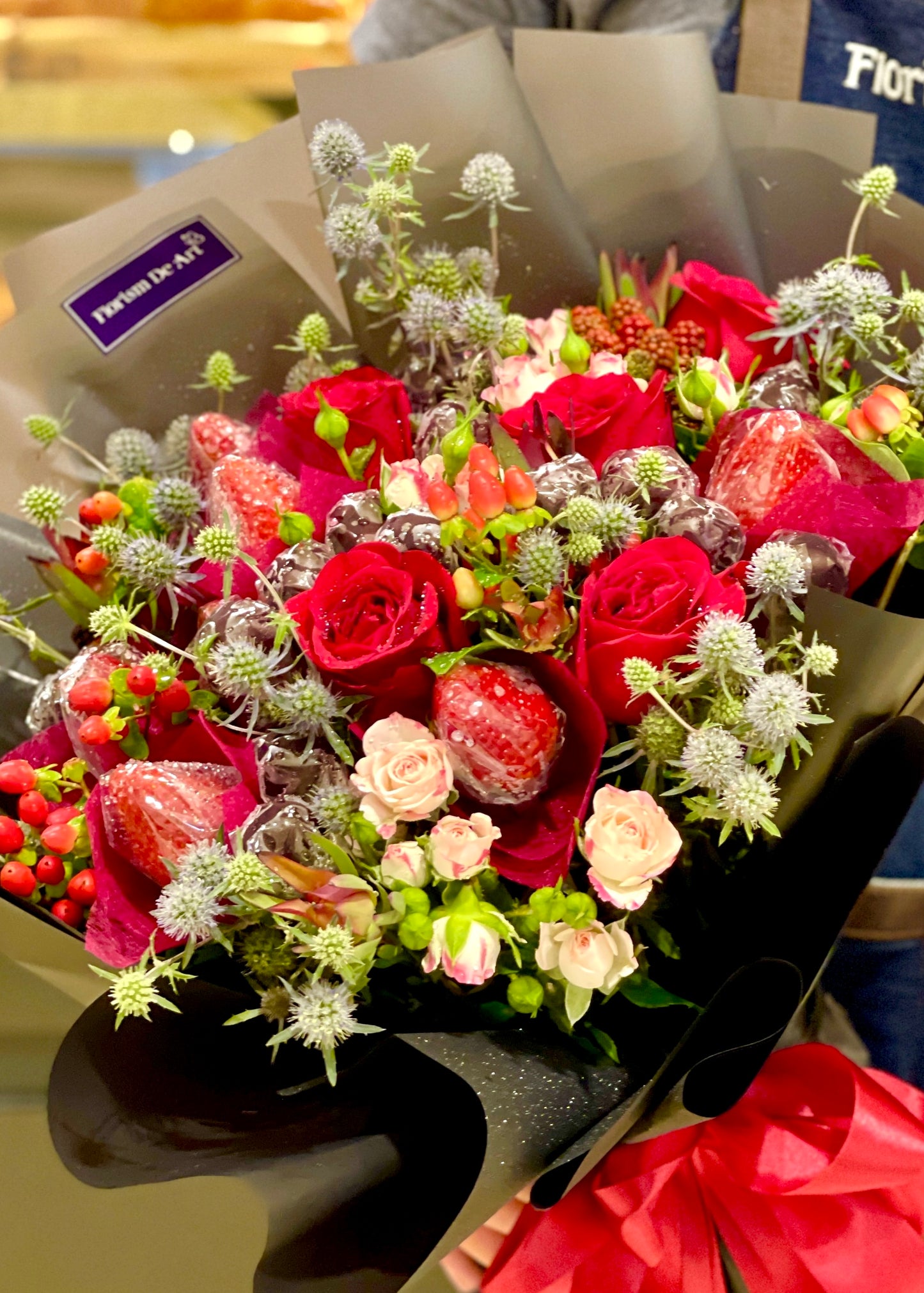 Roses and Strawberry Bouquet | Flower Bouquet