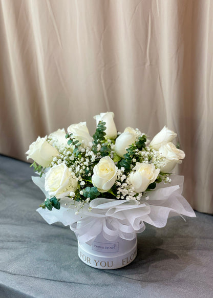 Lux's White  Roses | Flower Box