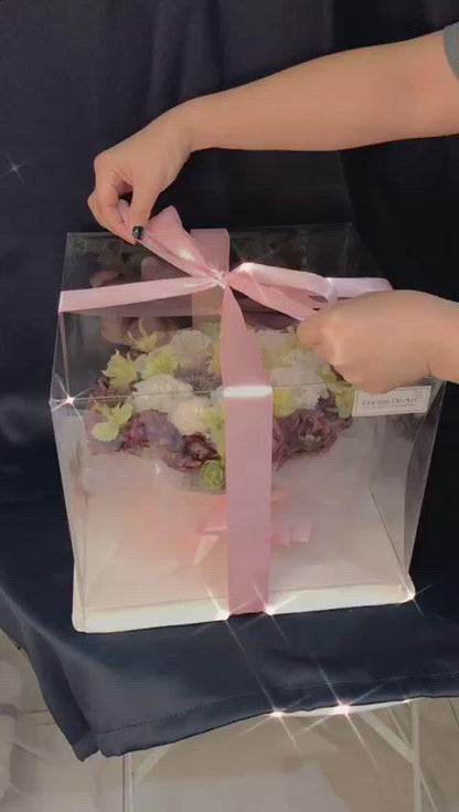 Fresh Maroon & White Eustoma "Cake" | Special Gift Box